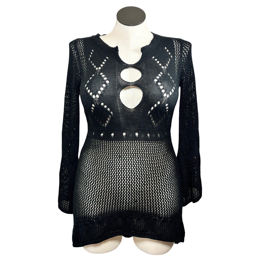 Black Knit Cutout Mini Dress